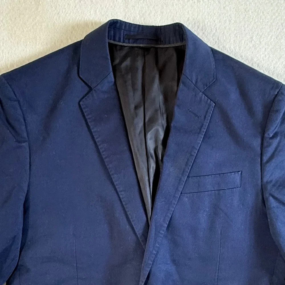J.Crew Ludlow Suit Jacket Mens 38S Larusmiani Italian Cotton Navy Double Vented
